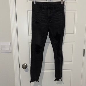 american eagle forever soft black ripped skinny jeans